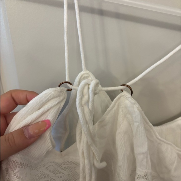 Free People white lace cropped flowy cami blouse size L - Picture 12 of 15